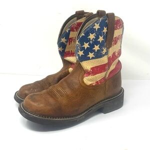 Ariat Fatbaby Leather Cowgirl Boots American Flag Rodeo Western Size 8.5